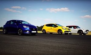 MINI JCW Races Renault Clio RS Trophy and Opel Corsa OPC in Hot Hatch Showdown – Video