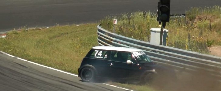 MINI Nearly Crashes while Chasing BMW on Track Day