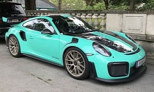Mint Green Porsche 911 GT2 RS with Impossible Black Calipers Owned by The Family