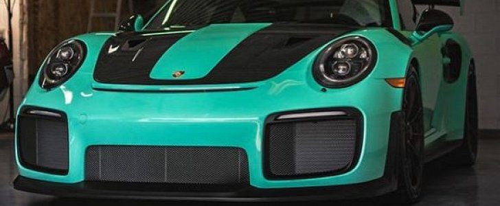 Mint Green Porsche 911 GT2 RS with Racing Yellow Cabin Details
