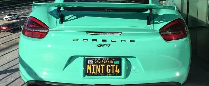 Mint Green Porsche Cayman GT4