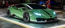 Minty Widebody Lambo Huracan Spits Digital Flames, Has Raw Forged Carbon “Flesh”