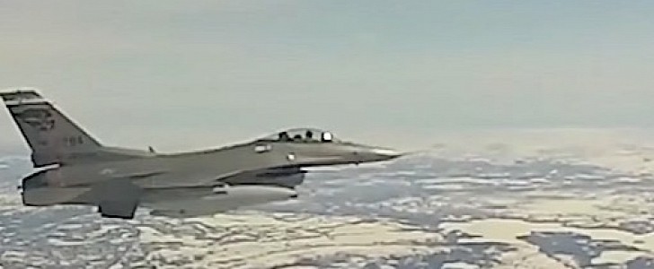 F-16 Fighting Falcon flying over Canada
