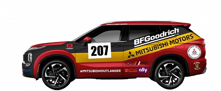 Mitsubishi 2022 Outlander wearing a tribute livery for the 2021 Rebel Rally