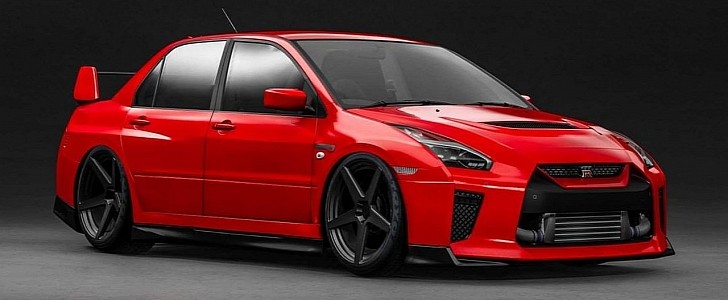 Mitsubishi Evo "R35 GT-R" Face Swap Rendering Is JDM Awesomeness