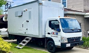 Mitsubishi Fuso Box Truck Turned Into Custom Motorhome With Unique Rear Deck