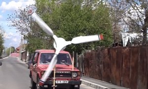 Mitsubishi Pajero Powered by Wind Turbine Surfaces in Romania