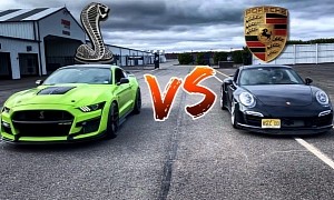 Modded 2020 Mustang Shelby GT500 Races Tuned Porsche 911 Turbo S, Gets Destroyed