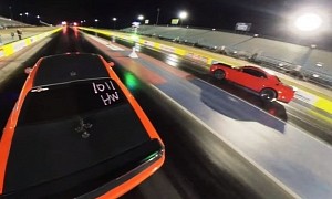 Modded Dodge Demon Drag Races Nitrous Hellcat, Blows Drivetrain in Smoky Run