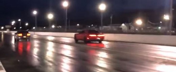 Modded Dodge Demon Drag Races Supercharged Ford Mustang GT 