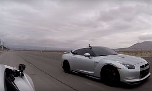 Modded Nissan GT-R Drag Races Lamborghini Huracan, The Struggle Is Real