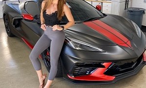 Model Gets C8 Corvette Wrapped, Washes It Herself