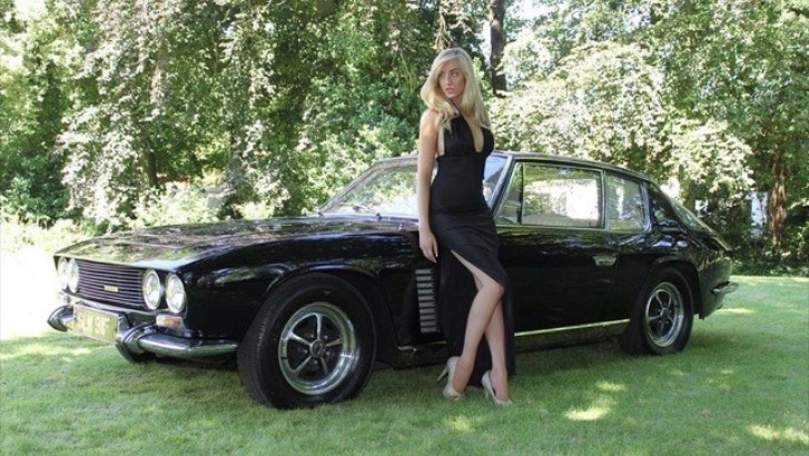 Harriadnie Beau and one of her favourite models, the Jensen Interceptor
