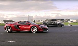 Model S P85D Drag Races a McLaren 650S Spider, and the Tesla Is All Out of Gum