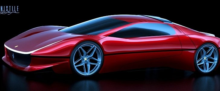 Modern Ferrari 512 BB rendering