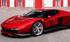 Contemporary Ferrari Testarossa Rendering Keeps the Pop-Up Lights, Door Slats