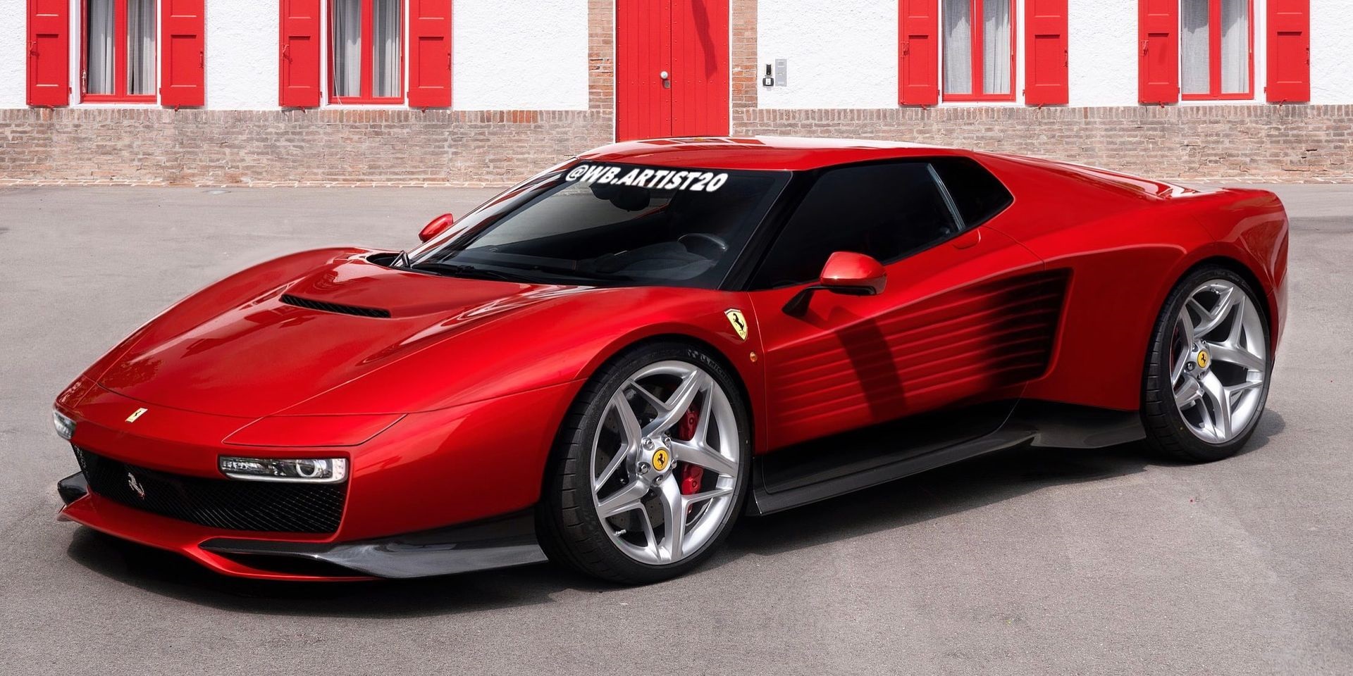 Contemporary Ferrari Testarossa Rendering Keeps the PopUp Lights, Door