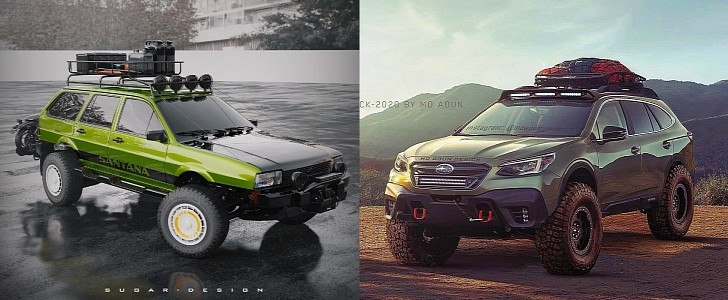 Subaru Wilderness Overlanding and VW Santana Variant off-roader renderings