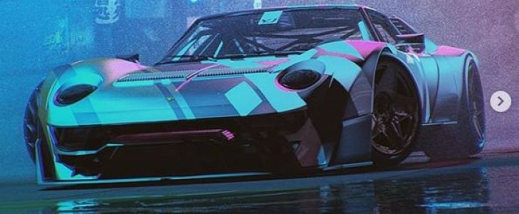 Modernised Lamborghini Miura rendering