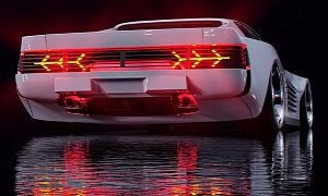 Modernized Ferrari Testarossa "Miami Vice" Has Lamborghini Lights