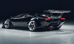 Modernized Lamborghini Countach Looks Macho, Wing Dominates All