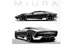 Modernized Lamborghini Miura Shows Bugatti-Style Exhaust, LED Taillight Strip