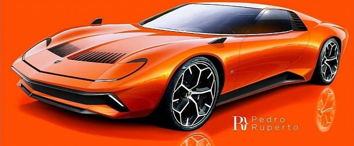 Modernized Lamborghini Miura rendering