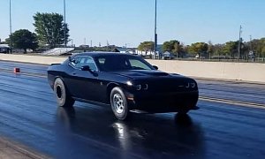 Monster Dodge Challenger Hellcat Sets 8s 1/4-Mile Record with Six-Speed Manual