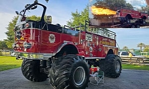 Monster Truck-Converted 50s Seagrave Fire Engine Sports Big Block V8 and a Jet Engine