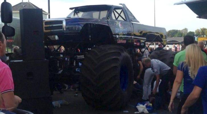The Monster Truck pictured after the accident 
