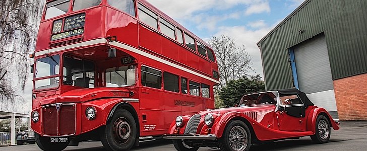 Morgan Plus 8 and a Routemaster bus
