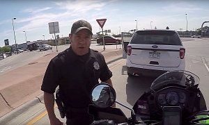 Motorcyclist Gets in a Row with Officer after Honking for Holding Up Traffic