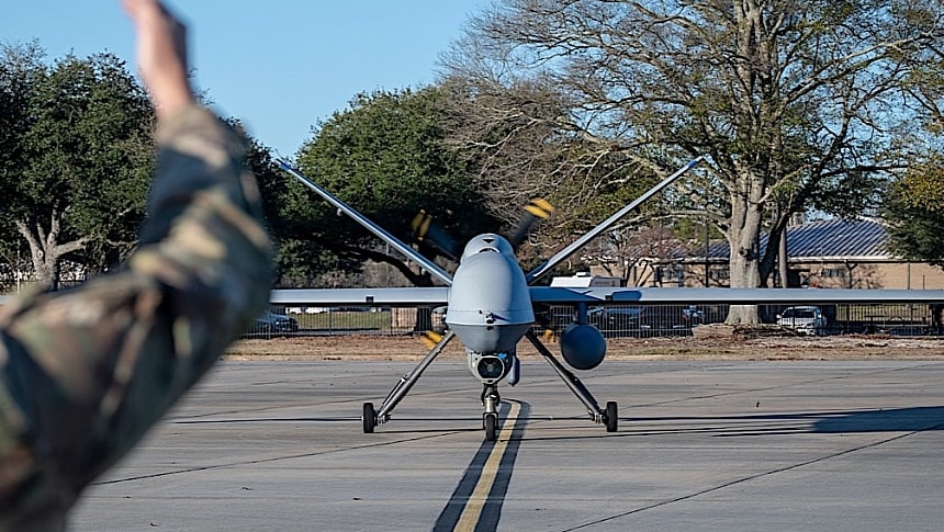 MQ-9 Reaper on the floor of the Shaw Air Force Base