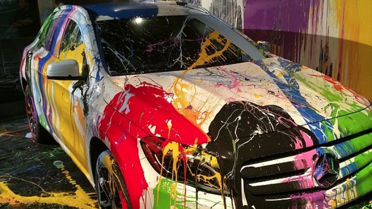 Mr Brainwash Throws Random Paint on a Mercedes GLA