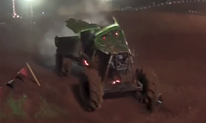 Mud Monster Truck Destroyed After Getting Massive Air