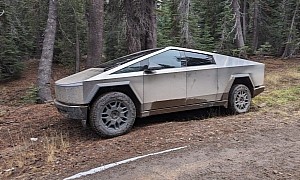 Tesla Cybertruck Prototypes Spotted Covered in Mud in the Tahoe National Forest