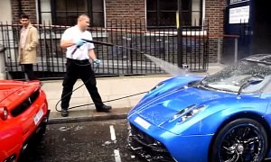 Multi-Million Supercar Collection Gets Washed on the Street in London, Cleaning Fail