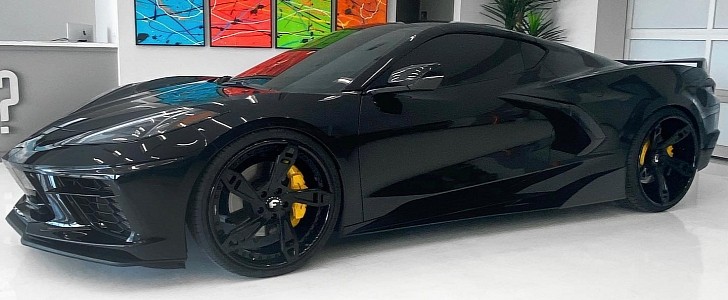 C8 Chevy Corvette murdered out on Forgiato ECL by 713 Motoring