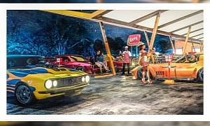Muscle Car Drive-In Diner Looks Like The American Dream in Detailed Rendering