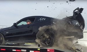 Mustang GT Blows Tire on Dyno at 150 MPH, Flying Rubber Acts as Projectile