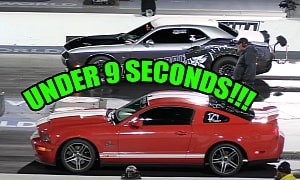 Mustang Shelby Super Snake Drags Dodge Challenger Hellcat, Regrets it in Under 9 Seconds