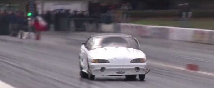 Mustang Window Explodes while Drag Racing