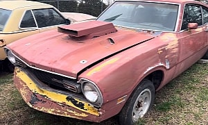Mysterious 1970s Ford Maverick Found in a Junkyard Flexes Big Scoop, Meaty Hoosier Tires