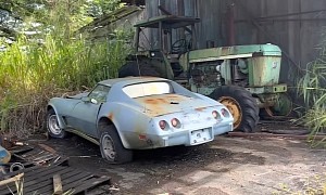 Mysterious 1977 Chevrolet Corvette Found in Hawaii Is Rotting Away Next to a Tractor