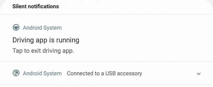 One of the many notifications showing up when Android Auto is running