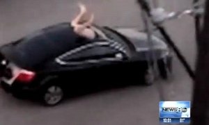 Naked Man Jumps Through the Sunroof of a Moving Vehicle