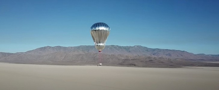 NASA Venus aerobot prototype flies over the Black Rock Desert