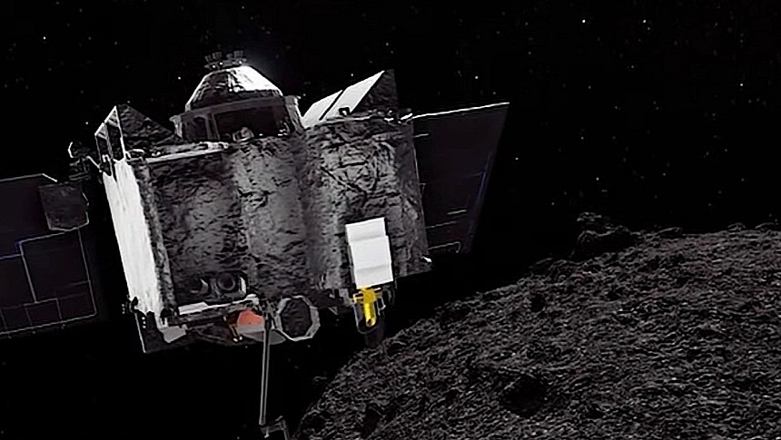 OSIRIS-REx over asteroid Bennu