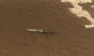NASA's Six-Wheeled Rover Drops First Sample Tube on Martian Soil