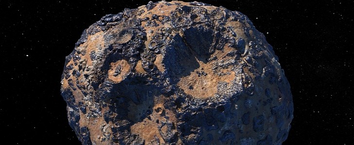 Illustration of the Psyche asteroid